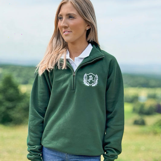 Embroidered AP Zip Neck Sweat - Heritage Collection - Hunter Green