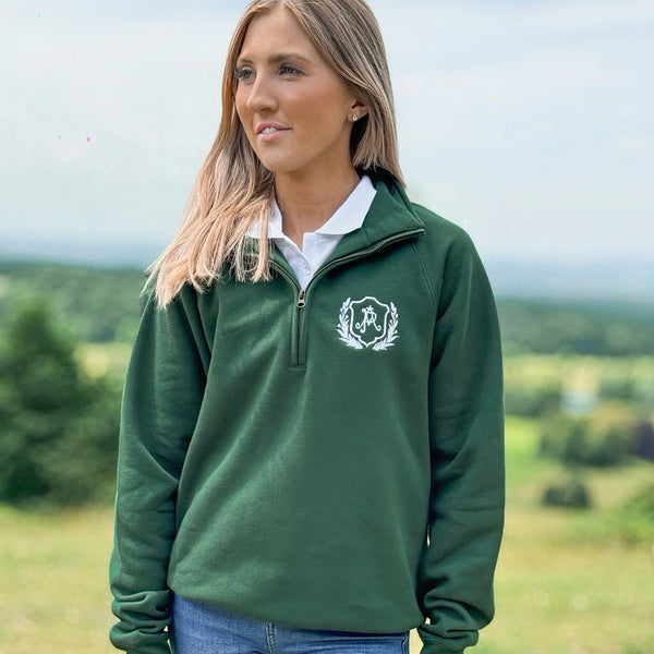 Embroidered AP Zip Neck Sweat - Heritage Collection - Hunter Green