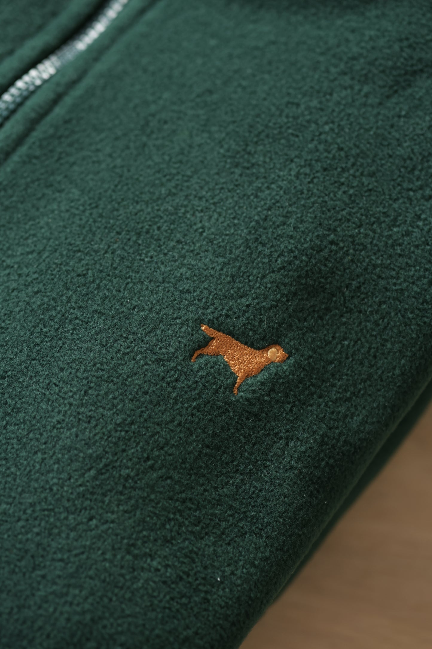 Embroidered Oversized Outdoor Full Zip Fleece - Red Labrador - Green - SAMPLE - XL