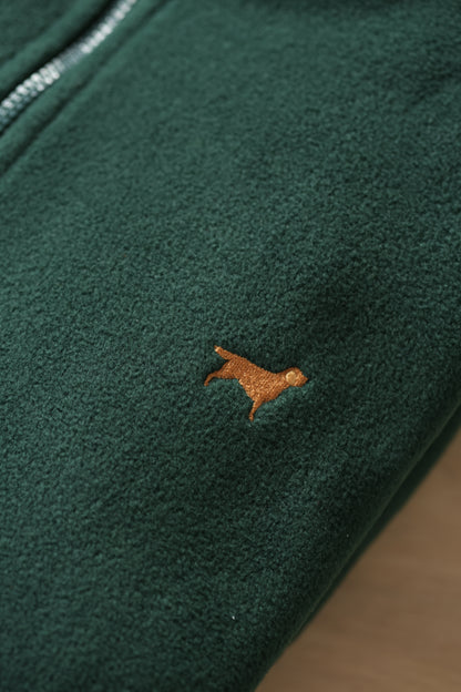 Embroidered Oversized Outdoor Full Zip Fleece - Red Labrador - Green - SAMPLE - XL