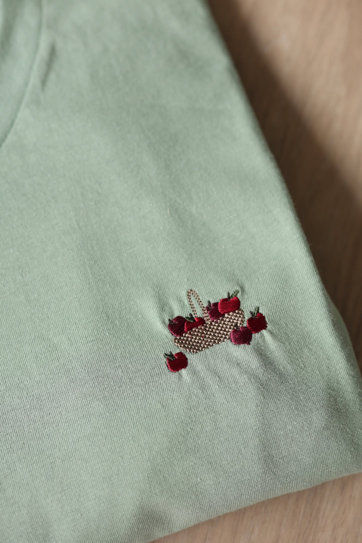 Embroidered AP T-Shirt - Crab Apple Cottage - Sage Green - SAMPLE - Medium