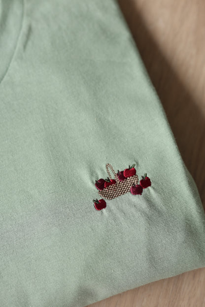 Embroidered AP T-Shirt - Crab Apple Cottage - Sage Green - SAMPLE - Medium