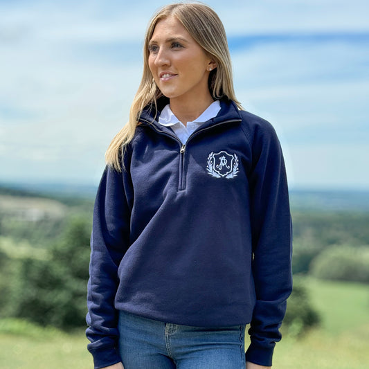 Embroidered AP Zip Neck Sweat - Heritage Collection - Deep Navy