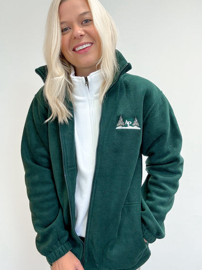 Embroidered Oversized Outdoor Full Zip Fleece - Arctic Spruce