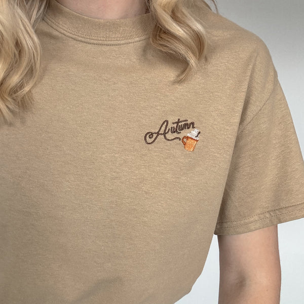 Embroidered AP T-Shirt - Pumpkin Harvest - Biscuit