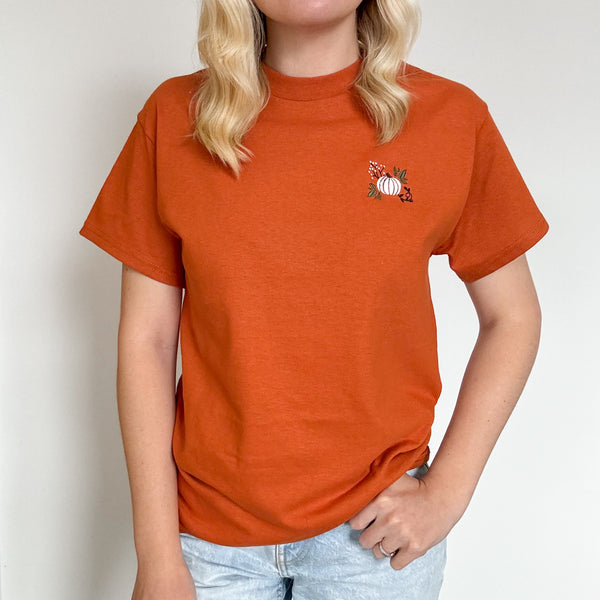 Embroidered AP T-Shirt - Pumpkin Harvest - Burnt Orange