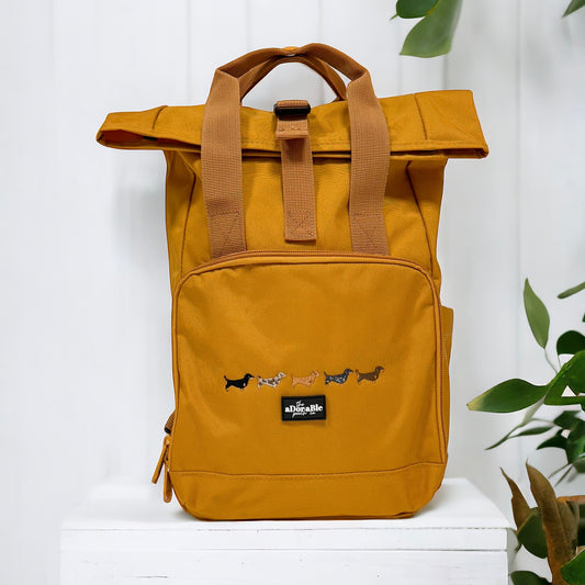 Mini Backpack - Dachshunds - Mustard Yellow