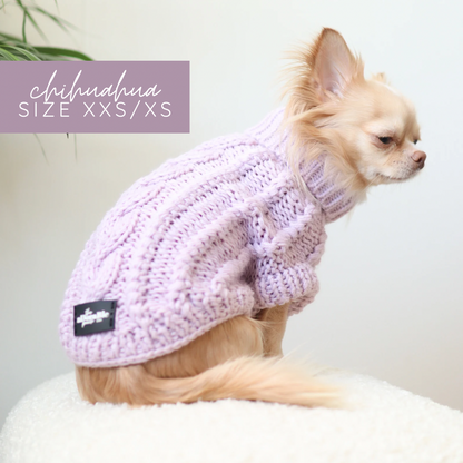 Hand Knitted Dachshund Jumper - Lavender