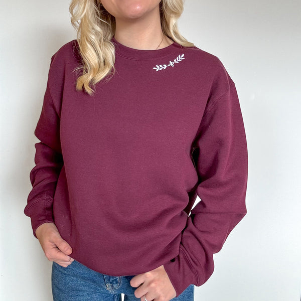 Embroidered Signature Sweatshirt - Cherrywood Ivy - Mulberry