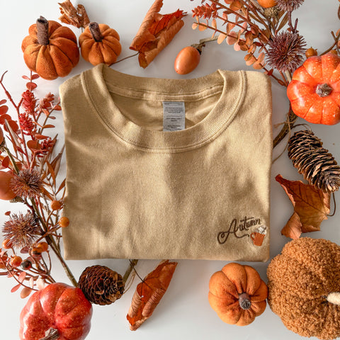 Embroidered AP T-Shirt - Pumpkin Harvest - Biscuit