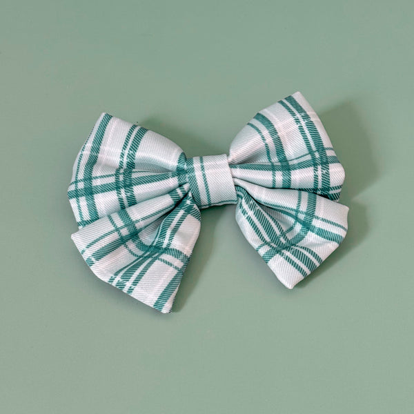 Sailor Bow Tie - LUXE Frosted Mint Plaid