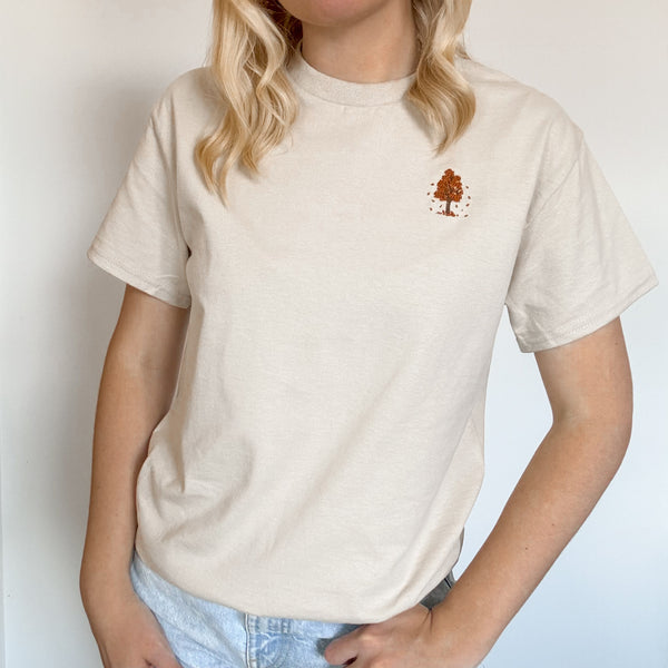 Embroidered AP T-Shirt - Autumn Orchard - Sand