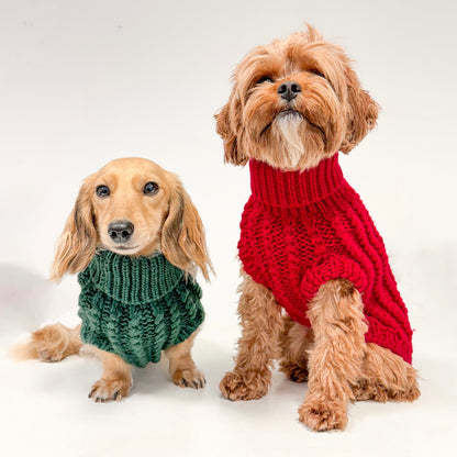 Hand Knitted Dachshund Jumper - Spruce Green