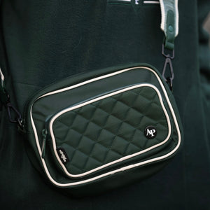 Quilted Dog Walking Shoulder Bag - Hunter Green