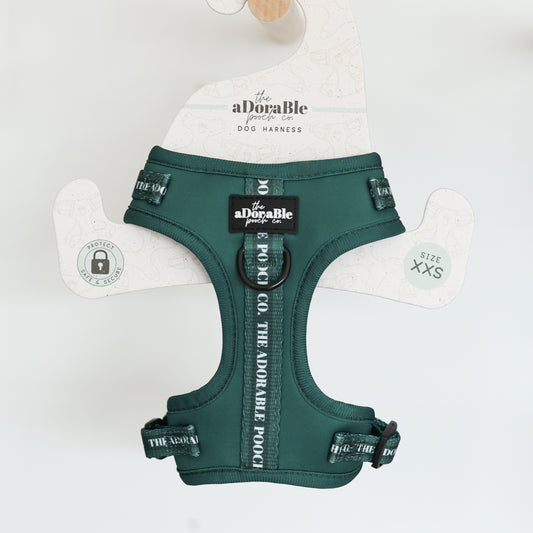 Adjustable Dog Puppy Harness - Classic Collection Emerald - XXS