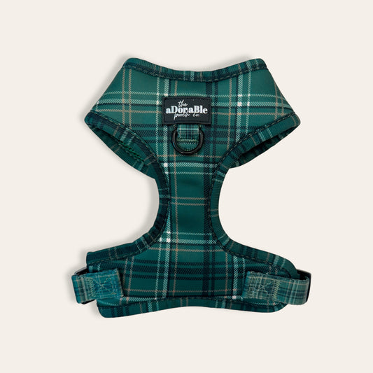 Adjustable Harness - LUXE Hunter Green Plaid