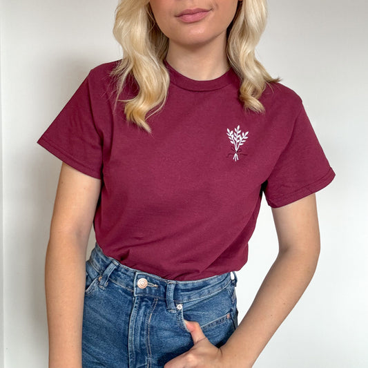 Embroidered AP T-Shirt - Cherrywood Ivy - Mulberry