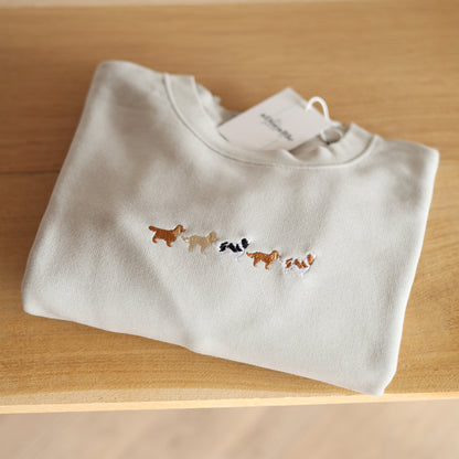 Embroidered Sweatshirt Doodles and Spaniels - Grey - SAMPLE - Multiple Sizes