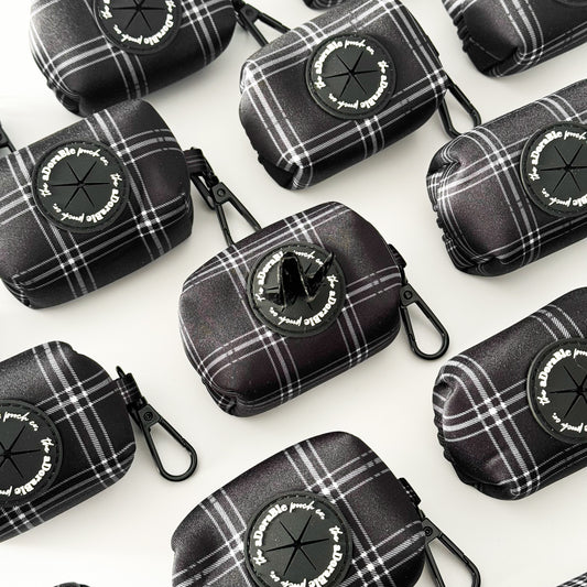 Poop Bag Holder - LUXE Noir Plaid