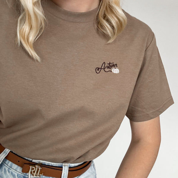 Embroidered AP T-Shirt - Pumpkin Harvest - Mocha