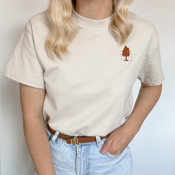 Embroidered AP T-Shirt - Autumn Orchard - Sand