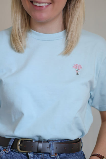 Embroidered AP T-Shirt - Peony Petals