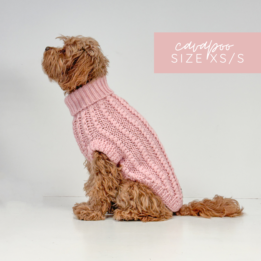 Hand Knitted Dachshund Jumper - Marshmallow Pink