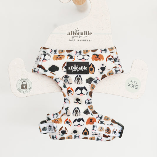 Adjustable Dog Puppy Harness - Boops White - XXS