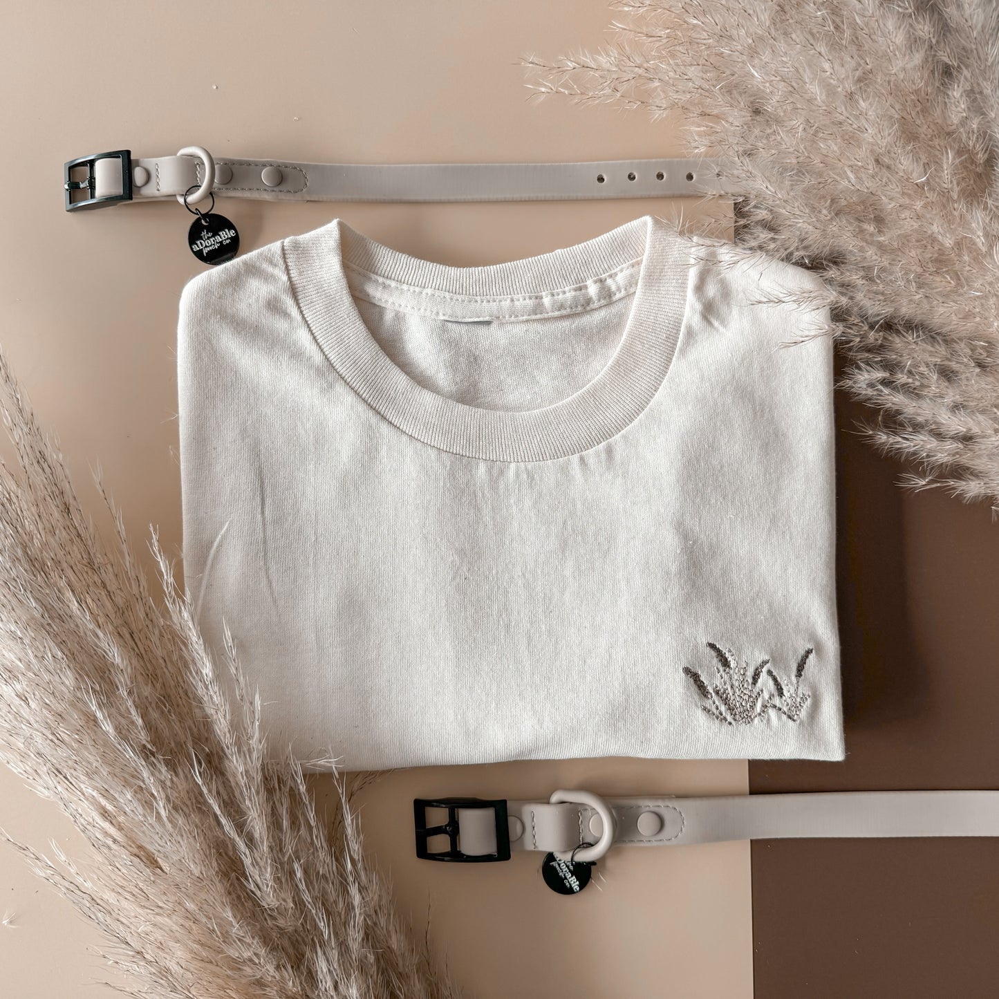 Embroidered AP T-Shirt - Coastal Beach Grass - Cream