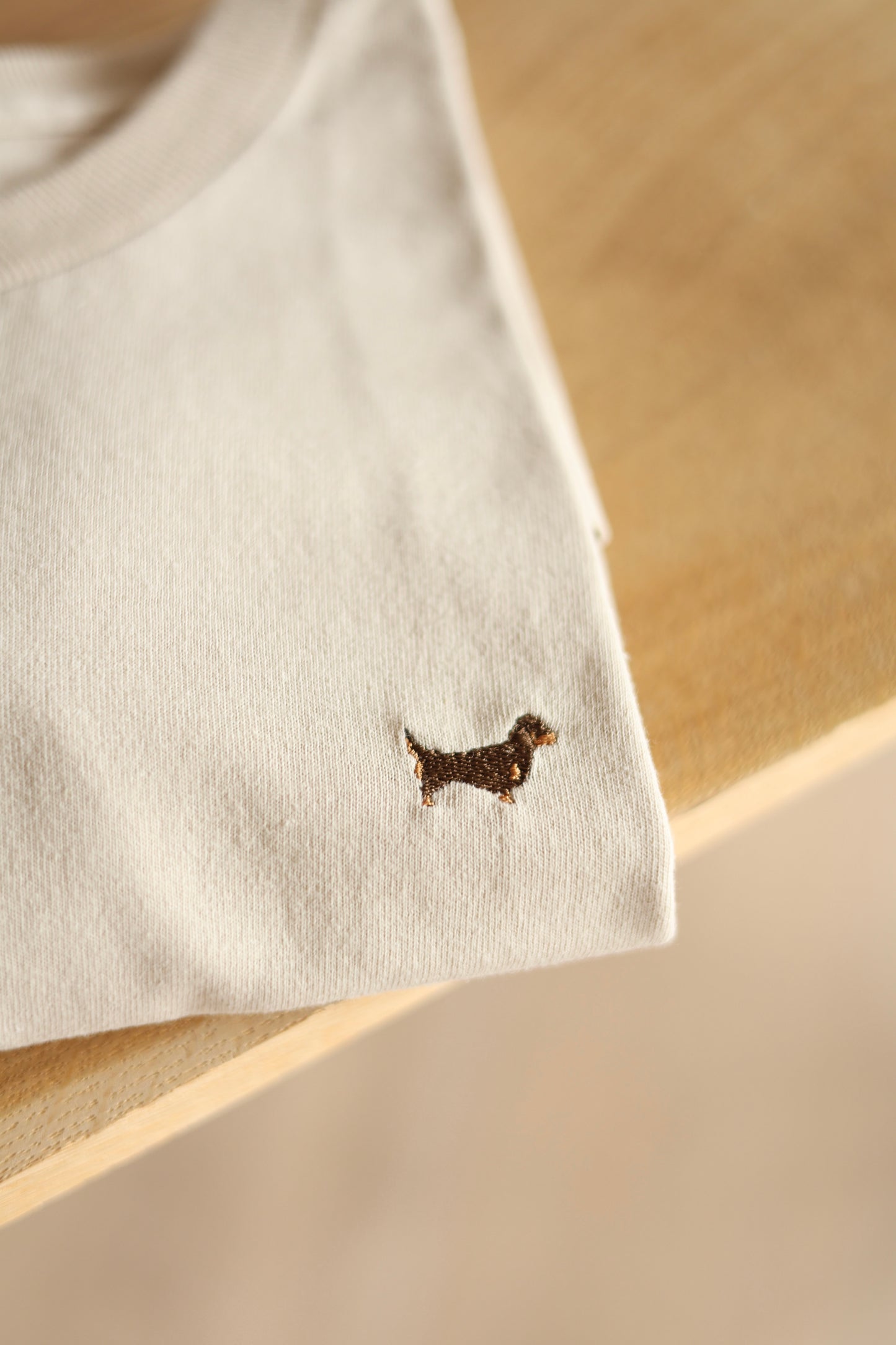 Embroidered T-Shirt - Dachshund - Sand - Brown and Tan Dachshund - SAMPLE - Multiple Sizes