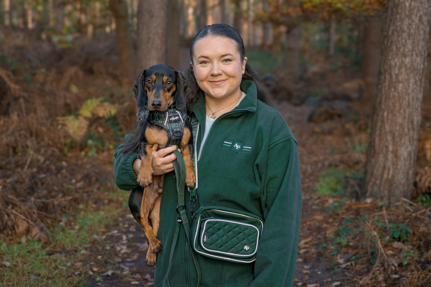 Embroidered Oversized Outdoor Full Zip Fleece - Forest Green