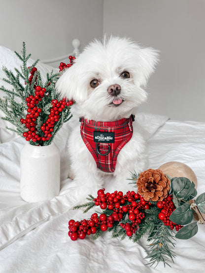 Adjustable Harness - LUXE Berry Red Plaid