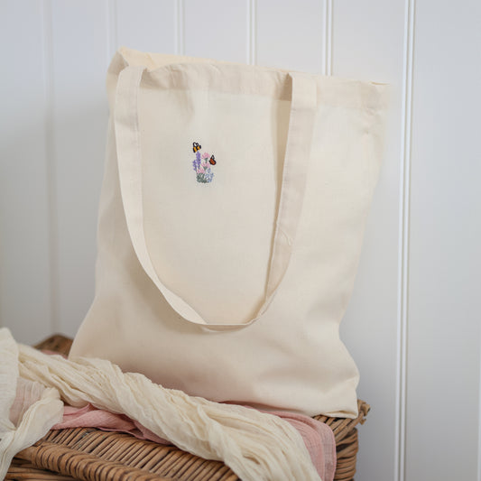 Embroidered Tote Bag - Bumbles & Butterflies