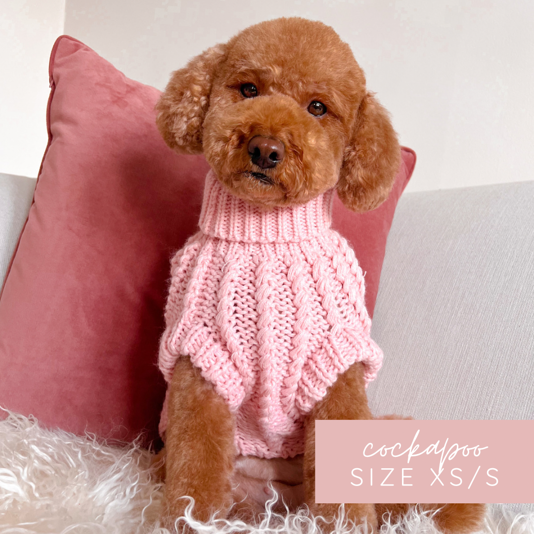 Hand Knitted Dachshund Jumper - Marshmallow Pink