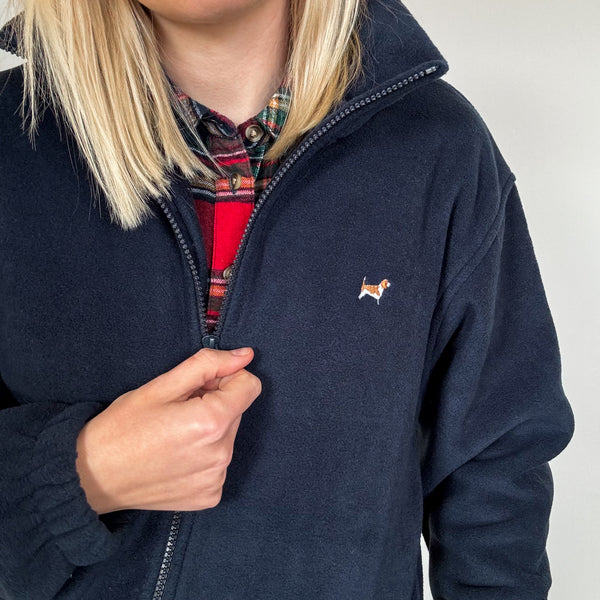 Embroidered Oversized Outdoor Full Zip Fleece - Choose Your Breed - Navy