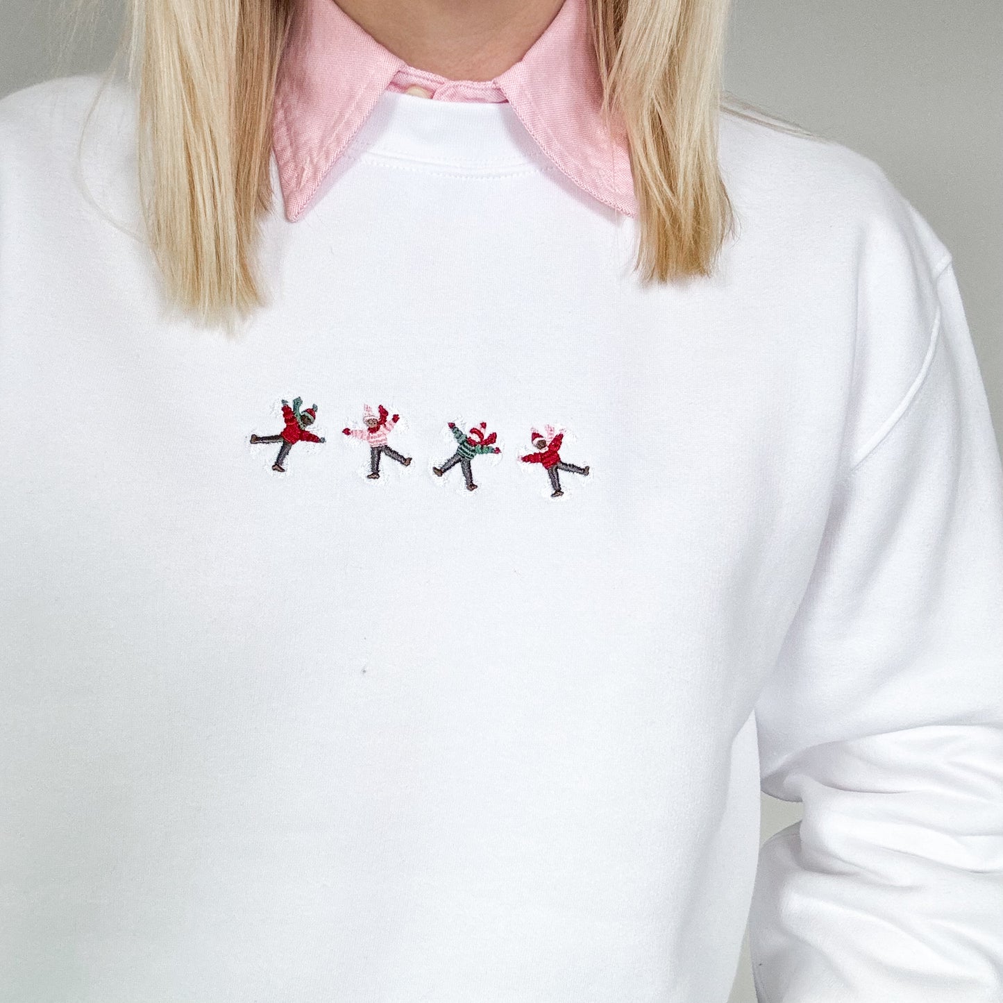 Embroidered Signature Sweatshirt - Snow Angels - White