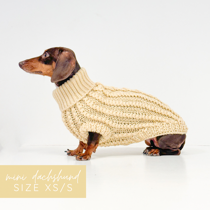 Hand Knitted Dachshund Jumper - Lemon Sherbet