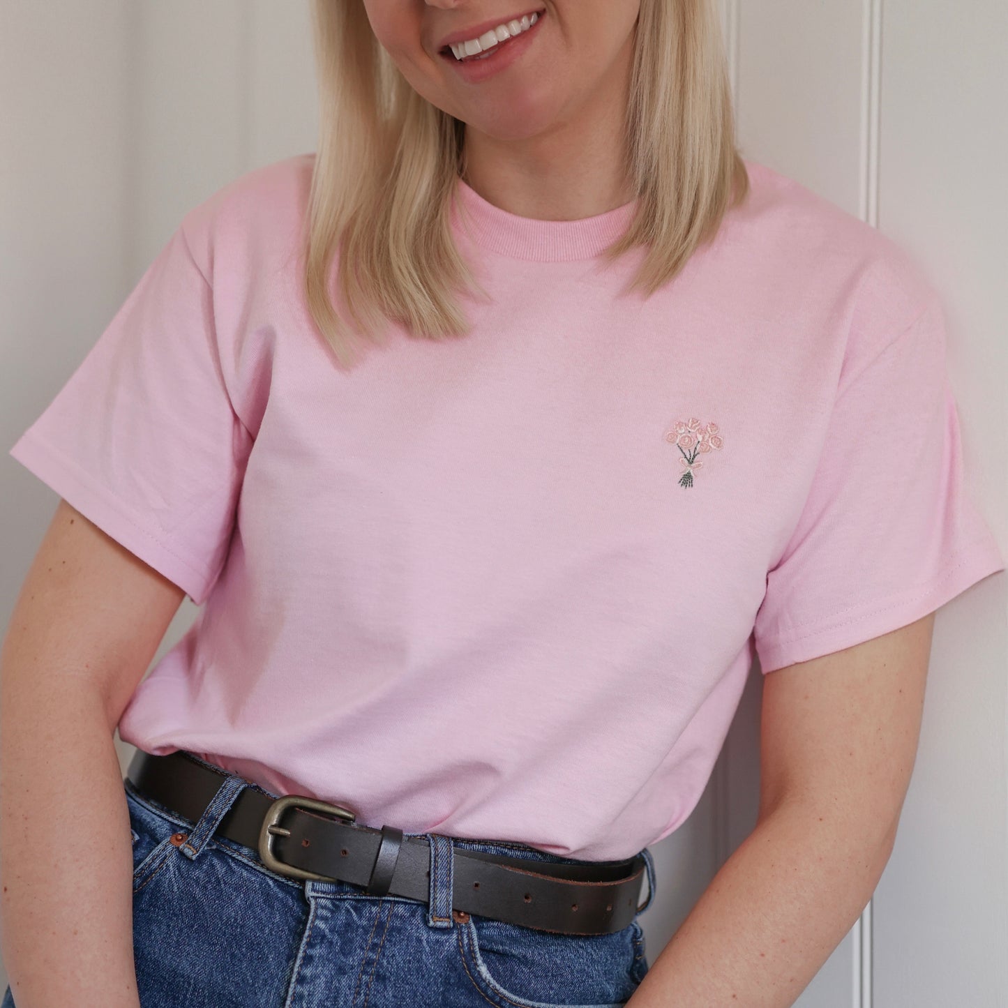 Embroidered AP T-Shirt - Peony Petals