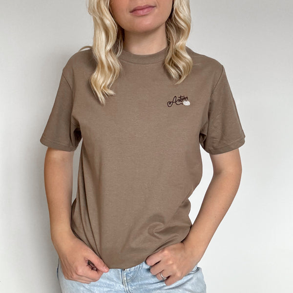 Embroidered AP T-Shirt - Pumpkin Harvest - Mocha