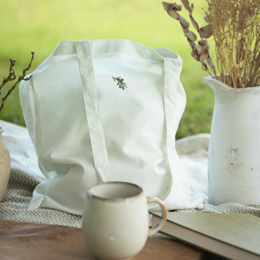 Embroidered Tote Bag - Olive Grove