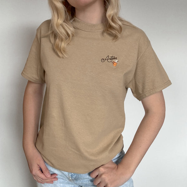 Embroidered AP T-Shirt - Pumpkin Harvest - Biscuit