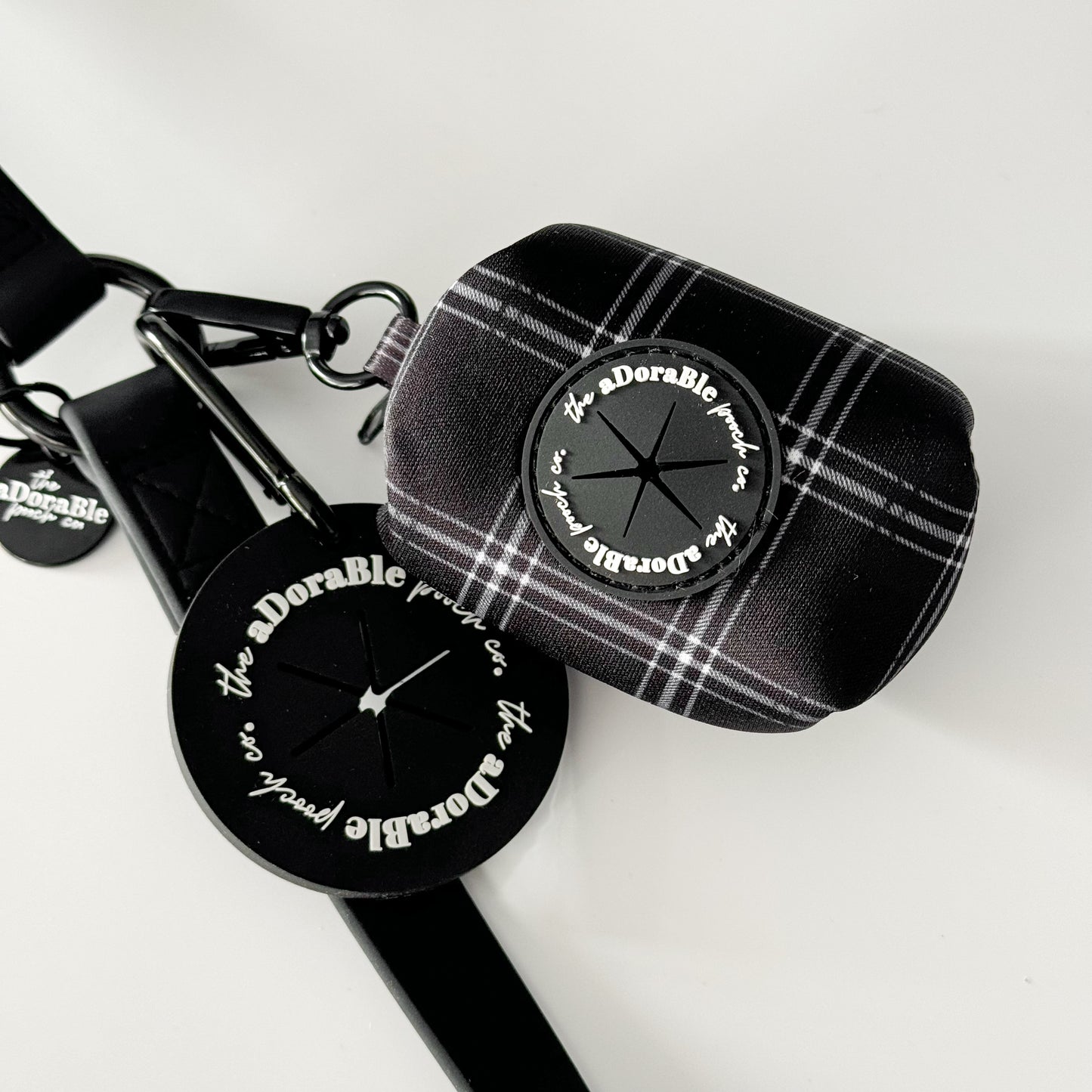 Poop Bag Holder - LUXE Noir Plaid