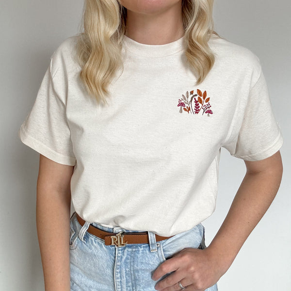 Embroidered AP T-Shirt - Whispers Of Fall - Natural