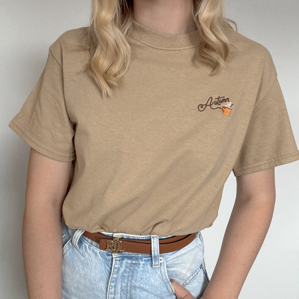 Embroidered AP T-Shirt - Pumpkin Harvest - Biscuit