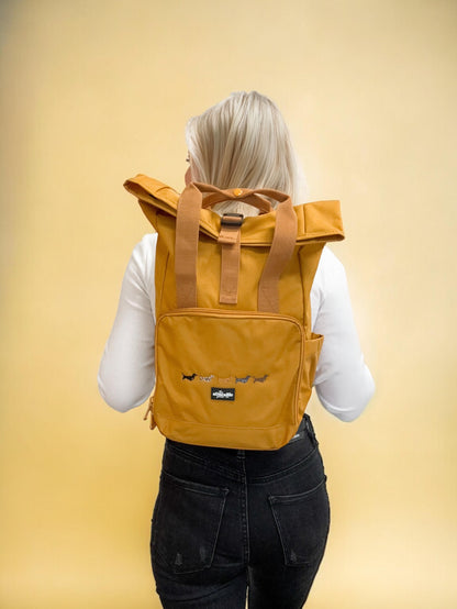 Mini Backpack - Dachshunds - Mustard Yellow