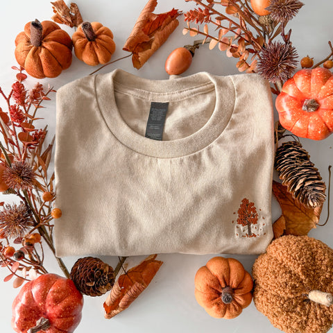 Embroidered AP T-Shirt - Autumn Orchard - Sand