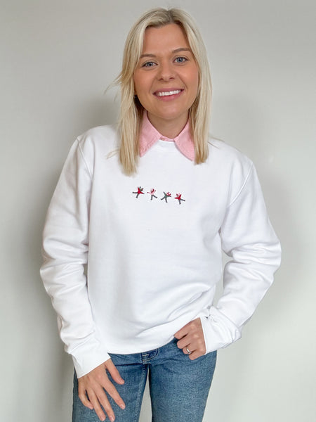 Embroidered Signature Sweatshirt - Snow Angels - White