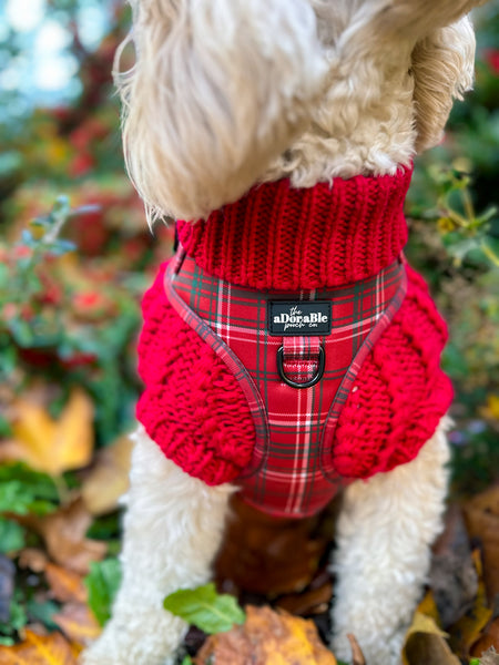 Adjustable Harness - LUXE Berry Red Plaid