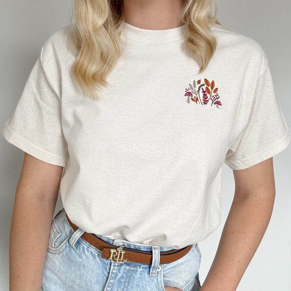 Embroidered AP T-Shirt - Whispers Of Fall - Natural