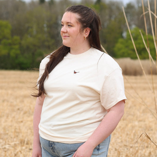 Embroidered AP T-Shirt - Farmland Pheasant - Natural
